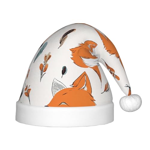 YHLKLWKSZC Weihnachtsmütze mit vielen Füchsen, bedruckt, Weihnachtsmannmütze, weich und bequem, 1 Stück von YHLKLWKSZC