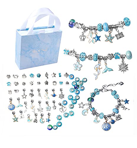 YHLZGOOD Set zur Herstellung von Charm-Armbändern, 64 teiliges Set zur Schmuckherstellung für Mädchen Geschenke 6-12 Jahre Kinder Teenager Perlen Anhänger Schmuck zum Valentinstag Spielzeug (Blau) YHLZGOOD Set zur Herstellung von Charm-Armbändern, 64 teiliges Set zur Schmuckherstellung für Mädchen Geschenke 6-12 Jahre Kinder Teenager Perlen Anhänger Schmuck zum Valentinstag Spielzeug (Blau) von YHLZGOOD