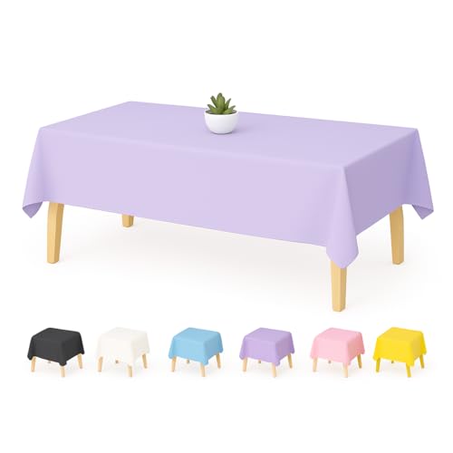 Einweg-Tischdecke – 12 Stück, 137 x 274 cm, Tischdecke für Partys, hellviolette Kunststoff-Tischdecke, dekorative Tischdecken geeignet für rechteckige Tische, auslaufsicher und stabil, violette Einweg-Tischdecke – 12 Stück, 137 x 274 cm, Tischdecke für Partys, hellviolette Kunststoff-Tischdecke, dekorative Tischdecken geeignet für rechteckige Tische, auslaufsicher und stabil, violette von YHMLUX