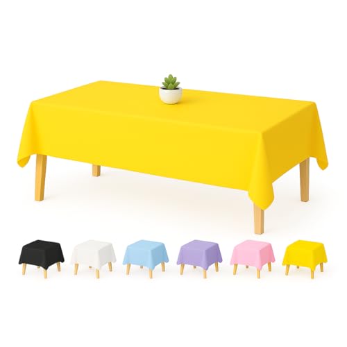 YHMLUX Einweg-Tischdecke, 12 Stück, 137 x 274 cm, gelbe Kunststoff-Tischdecke, dekorative Tischdecken, geeignet für rechteckige Tische, auslaufsicher und stabil, Gelb YHMLUX Einweg-Tischdecke, 12 Stück, 137 x 274 cm, gelbe Kunststoff-Tischdecke, dekorative Tischdecken, geeignet für rechteckige Tische, auslaufsicher und stabil, Gelb von YHMLUX