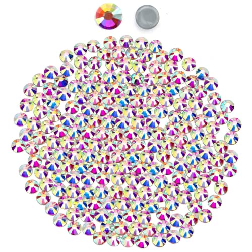 576 Hotfix-Strasssteine,Flatback Glitzersteine Stones, Glas, runde Kristalle Strasssteine, Edelsteine​zum Basteln, für Kleidung, Schuhe, Taschen, DIY-Dekoration,Crystal AB,SS30,6.2MM-6.4MM von YHMQ DU