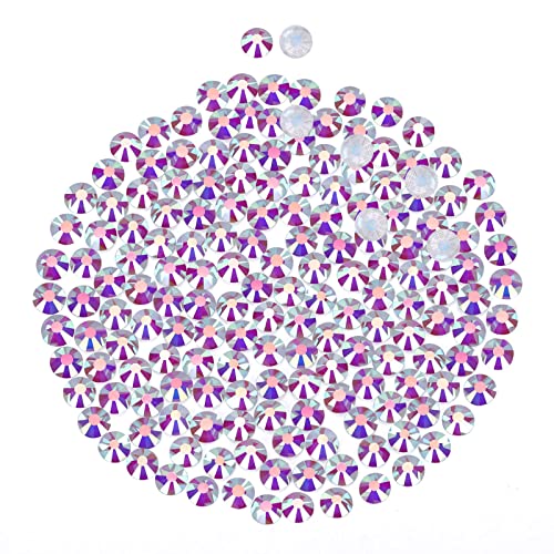 576Hotfix-Strasssteine,Flatback Glitzersteine Stones, Glas, runde Kristalle Strasssteine, Edelsteine​zum Basteln, für Kleidung, Schuhe, Taschen, DIY-Dekoration,Transparents AB,SS30,6.2MM-6.4MM von YHMQ DU
