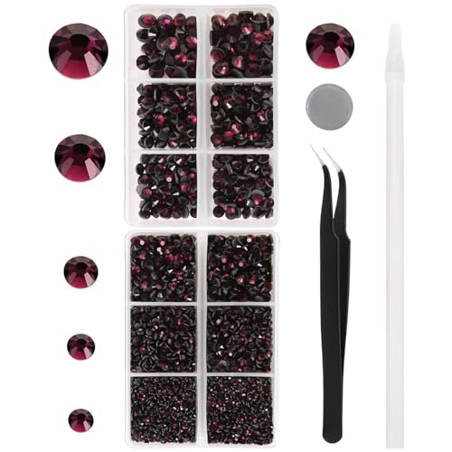 YHMQ DU 6616 Stück lila Hotfix-Strasssteine aus Kristallglas, Diamanten zum Basteln, für Trinkgläser, Kleidung, Hemden, Bling, flache Rückseite, rund, mit Pinzette und Picking-Stift (Set SS6–SS30) YHMQ DU 6616 Stück lila Hotfix-Strasssteine aus Kristallglas, Diamanten zum Basteln, für Trinkgläser, Kleidung, Hemden, Bling, flache Rückseite, rund, mit Pinzette und Picking-Stift (Set SS6–SS30) von YHMQ DU