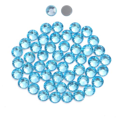 2160 Hotfix-Strasssteine,Flatback Glitzersteine Stones, Glas, runde Kristalle Strasssteine, Edelsteine​zum Basteln, für Kleidung, Schuhe, Taschen, DIY-Dekoration,Hellblau,SS20,4.6MM-4.8MM von YHMQ DU