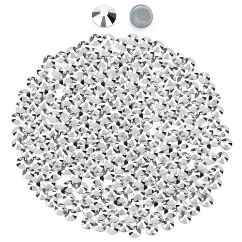 576 Hotfix-Strasssteine,Flatback Glitzersteine Stones, Glas, runde Kristalle Strasssteine, Edelsteine​zum Basteln, für Kleidung, Schuhe, Taschen, DIY-Dekoration,Mineralisches Silber,SS30,6.2MM-6.4MM von YHMQ DU