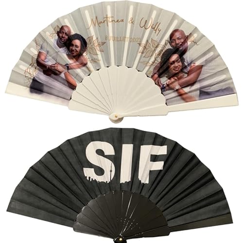 Foto-Handfächer, personalisierbar, Kunststoff, faltbarer Fächer, Taschengeschenk mit Werbe-Logo-Druck für Werbeaktion oder Dekoration (150 Stück) von YHN