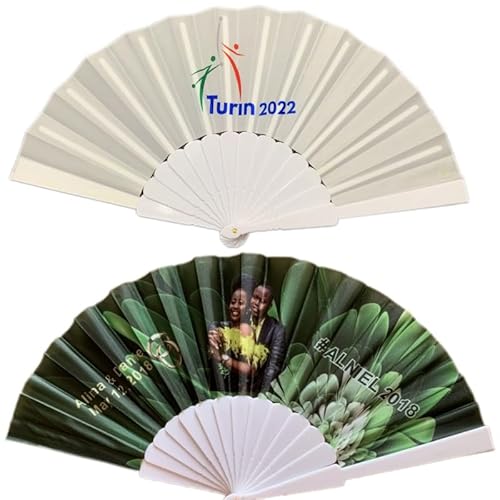 Personalisierter Foto-Handfächer, Kunststoff, faltbar, personalisierbar mit Bildern und Logo, Hochzeitseinladung, Beerdigung, Souvenirs, Werbegeschenke (100 Stück) von YHN