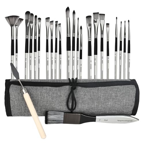YHNDECO Pinselset Acrylfarben, 24 Stück Künstler Pinsel Set mit Organisationstasche für Acrylmalerei, Öl, Aquarell, Gouache, Pinselset Acrylfarben YHNDECO Pinselset Acrylfarben, 24 Stück Künstler Pinsel Set mit Organisationstasche für Acrylmalerei, Öl, Aquarell, Gouache, Pinselset Acrylfarben von YHNDECO
