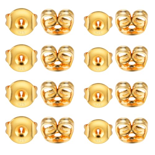 Ohrstecker Verschluss Gold, 8 Stück Silber 925 Ohrring Verschluss Gold,Hypoallergen Flache Runde Ohrring Stopper Ohrstecker Verschluss Gold, 8 Stück Silber 925 Ohrring Verschluss Gold,Hypoallergen Flache Runde Ohrring Stopper von YHNMMNO