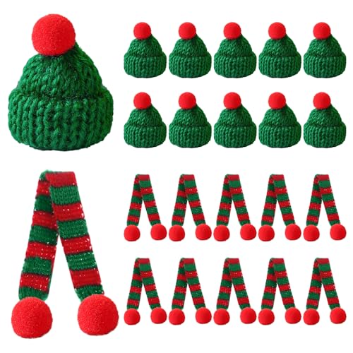 20 Stück Mini Weihnachtsmütze und Mini Schal,Sorgenwürmchen Zubehör,Cute Handmade Nikolausmütze Klein Tree Hut für Weihnachten Weinflasche Abdeckung, Puppenhaus, Weihnachtsfeiern Dekoration Geschenk 20 Stück Mini Weihnachtsmütze und Mini Schal,Sorgenwürmchen Zubehör,Cute Handmade Nikolausmütze Klein Tree Hut für Weihnachten Weinflasche Abdeckung, Puppenhaus, Weihnachtsfeiern Dekoration Geschenk von YHNMMNO