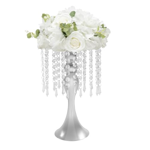 10-teiliges 35,6 cm hohes Vasen-Set for Hochzeitsmittelstücke – elegante Blumenständer for Hochzeiten, Partys und als Heimdekoration(Silver,13.77in) von YHNNH