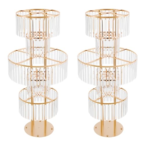 2 x 5-stöckiger Blumenständer aus Kristall mit Anhängern aus klarem Acryl for Hochzeiten und Heimdekoration von YHNNH