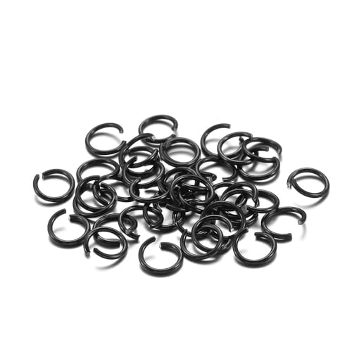 300 Stück bunte geteilte Biegeringe – 6, 8, 10 mm offene Biegeringe for DIY-Schmuckherstellung und Bastelprojekte(Black,8mm) von YHNNH