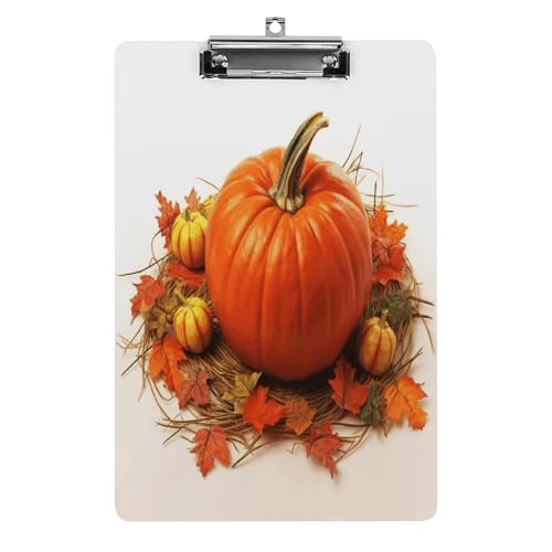A4-Klemmbrett, Herbst-Kürbisdruck, Acryl-Kunststoff-Klemmbretter mit Loch zum Aufhängen, 21,6 x 31,8 cm, für Zuhause, Büro, Geschäft von YHNNH