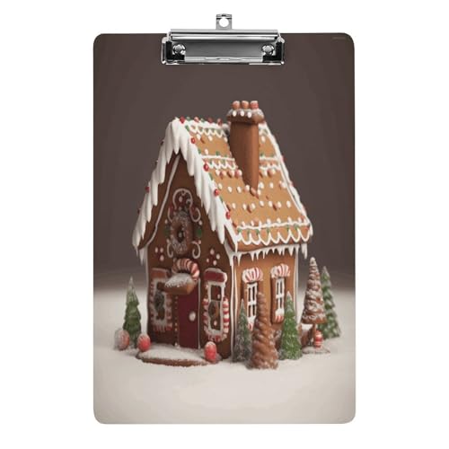A4-Klemmbrett, Lebkuchen-Hausdruck, Acryl-Kunststoff-Klemmbretter mit Loch zum Aufhängen, 21,6 x 31,8 cm, für Zuhause, Büro, Geschäft von YHNNH