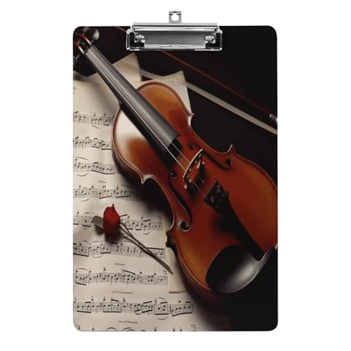 A4-Klemmbrett, Violinenblatt, Musikdruck, Acryl-Kunststoff-Klemmbretter mit Loch zum Aufhängen, 21,6 x 31,8 cm, für Zuhause, Büro, Geschäft von YHNNH