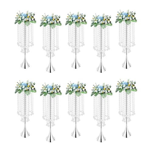 Elegante Blumenvasen aus Kristallglas (56,8 cm) for Hochzeiten, Partys und Heimdekoration, 10 Stück(Silver) von YHNNH