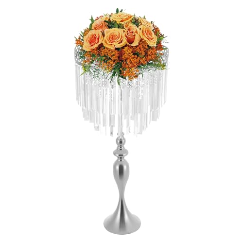 Eleganter Blumenständer for Hochzeiten mit Eisvorhang-Anhängern – tragbar und einfach aufzubauen for Hochzeiten, Geburtstage und als Dekoration for Zuhause(Silver) von YHNNH