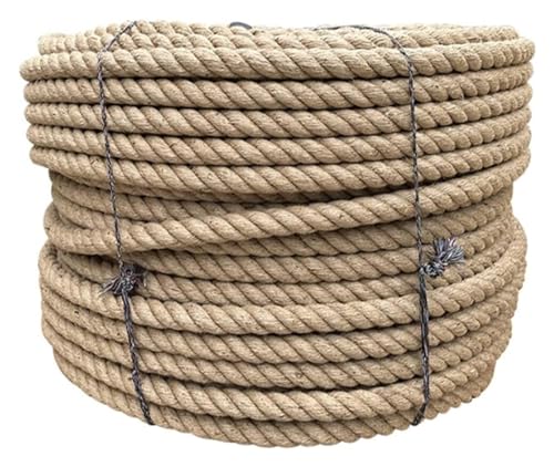 Hanfseil, gedreht, Starkes Juteseil, 4-lagiges Hanfseil, Allzweckschnur for Basteln, Bündeln und for Aufhängen von Bastelarbeiten an der Wand, dekorativ(16MM 20M) von YHNNH
