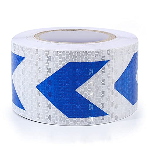 Hochintensives Pfeil-Reflexband, selbstklebender reflektierender Aufkleber, Markierungs-Absperrband(White Blue) von YHNNH