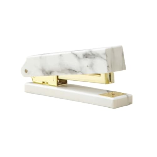 Hochleistungshefter, Manueller Hefter for Zuhause, weißer Marmor, robuster Desktop-Hefter for Bürobedarf, Ordner for Büro und Schule(Gold) von YHNNH