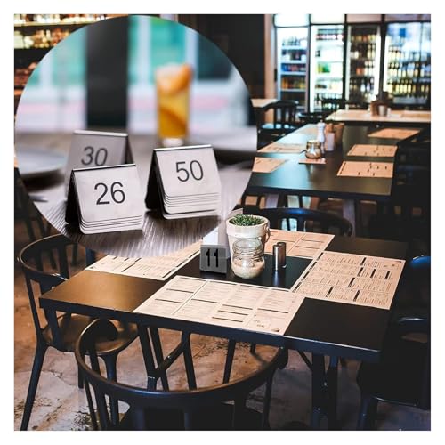 S-Sets 1 bis 50/100 – Tischnummernschild, stapelbare Zahlenkarten – Tischnummernständer im Zeltstil for Restaurants, Bars, Cafés/1 bis 100(1 to 100) von YHNNH