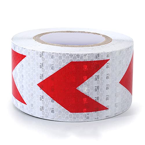 Warnband, selbstklebender reflektierender Aufkleber mit hochintensivem Pfeil, Markierungs-Absperrband(White Red) von YHNNH