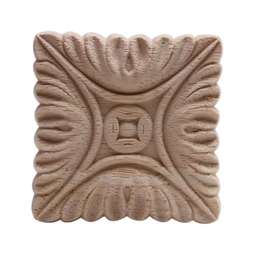 YHNNH， 2 Stück, geschnitzte Holzleisten, Retro unbemalte Schnitzblume, geschnitzte Holztüren, Heimdekoration, Zubehör, Holzfiguren, Holzapplikation(12 * 12cm) von YHNNH