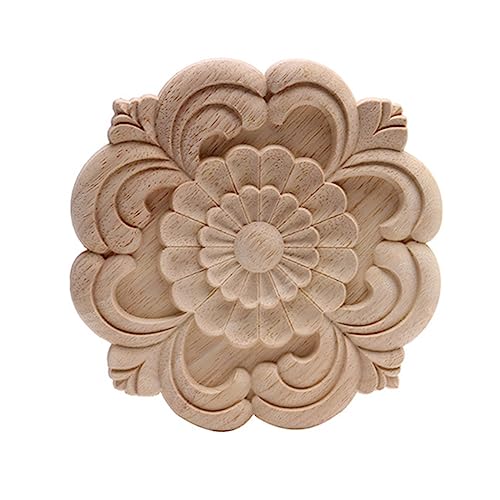 YHNNH， Aus Holz geschnitzte Leisten, Ornamente, Blumen, Holzfiguren, Rahmen, Holzapplikationen, klassische antike Blätter, Holz, Heimdekoration, Wände(10 * 10cm) von YHNNH