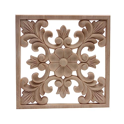 YHNNH， Aus Holz geschnitzte Zierleisten, eingebaute Möbelfenster, geschnitzte Blume, Rose, Holz, Heimdekoration, Schrank, Holzrahmen, Applikationen, Holzfiguren(20 * 20cm) von YHNNH