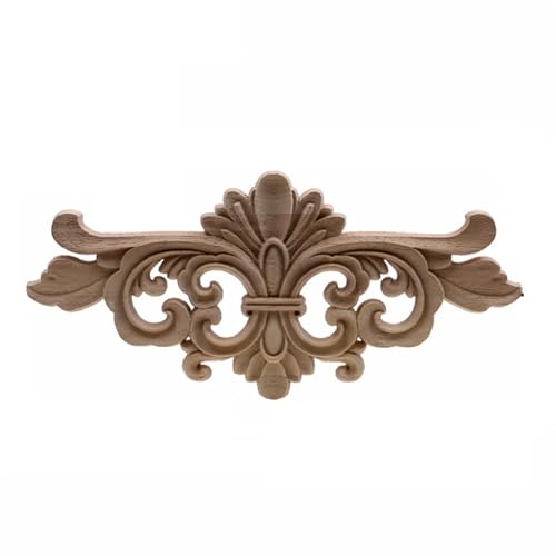 YHNNH， Holzgeschnitzte Leisten, eingebaute Möbelornamente, florale Holzfiguren, Kunsthandwerk, Eckapplikationen, Rahmen, Wand, Tür, Möbel, Holzschnitzerei, dekorativ(20cmX10.5cm) von YHNNH