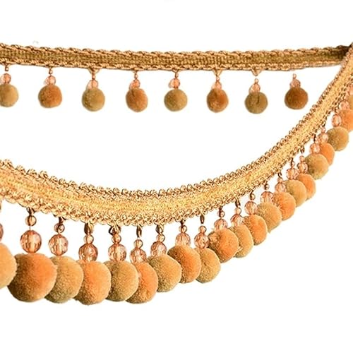 YHNNH， Perlen hängende Kugelquaste, Fransenbesatz, 2 Meter Pomponbesatz, Geflecht, hängende Kugelquaste, Fransenband, Spitzenstoff, DIY, Polsterung, Sofa, Vorhang, Blau(Oranje) von YHNNH