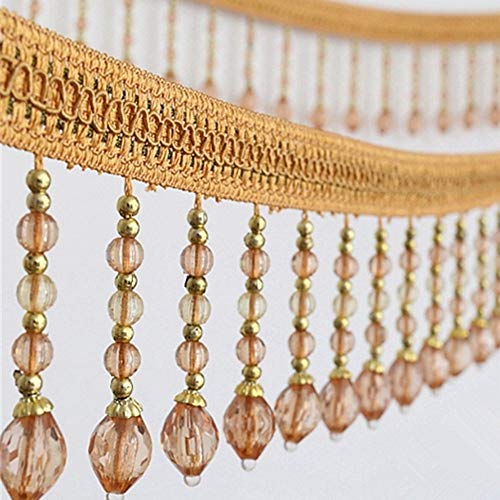YHNNH， Perlen hängende Kugelquaste, Fransenbesatz, Quastenfransenbesatz, geflochtene hängende Perlen, Bandbesatz, Tischdecke, DIY, Kostüm, Basteln(Light Brown,3 Meters) von YHNNH