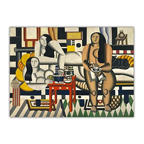 Abstrakte Wandkunst Fernand Leger"Drei Frauen"Gemälde Druck auf Leinwand.Modern Leinwand Wandkunst Bild für Hausdekor 112x80cm(45"x32") Rahmenlos von YHSGY