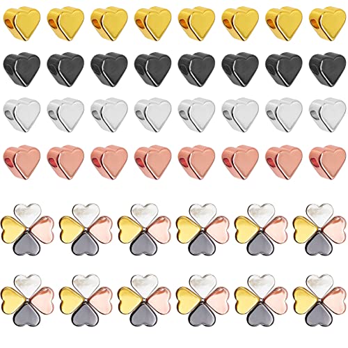 YHSWIN 40 Stück Metallperlen Herz, 4 Farben Herzform Metall Perlen Herzperlen für DIY Handgefertigte Halskette Armband Ohrring Anhänger Herstellung von YHSWIN