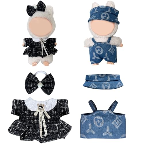 (Langlebig) 4 Stück Puppenkleidung für Labubu (keine Puppe), Kleidungsset Zubehör für 15/17 cm Puppen, schöne und modische Kleider und Kleidung für Labubu von YHUAMMZY