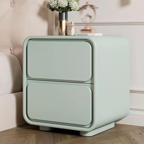 YHWKGZ Nachttisch, Nachttisch mit Rillengriffen, moderner Nachttisch aus Holz, Kommode mit 2 Schubladen for Schlafzimmer sind robust und langlebig, Lederoberfläche (Color : Green, Size : 40cm) von YHWKGZ