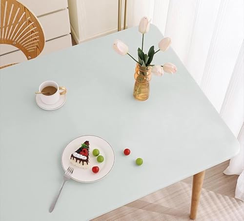 Elastische Tischdecke Rechteckig - Abwischbar Wasserdicht mit Gummizug, Leder/PU Tischhusse für Küche Terrasse Outdoor Tischdekoration(Blue,80 X 160 cm) von YHXAIQ