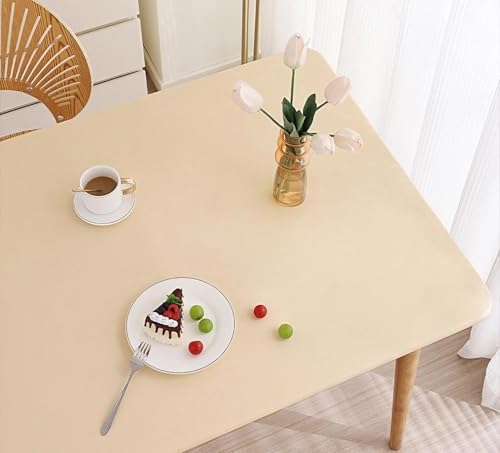 Elastische Tischdecke Rechteckig - Abwischbar Wasserdicht mit Gummizug, Leder/PU Tischhusse für Küche Terrasse Outdoor Tischdekoration(Yellow,70 X 140 cm) von YHXAIQ