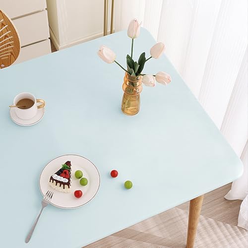Elastische Tischdecke Rechteckig mit Gummizug, Abwischbar Wetterfeste Tischhusse aus PU Leder für Terrasse Party, Rundumgurte Tischdecken Outdoor(Green,70 X 140 cm) von YHXAIQ