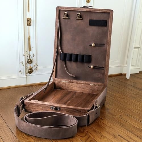 Professionelle Künstler-Holzbox mit Tragegurt, Tragbare Schreibermessenger-Box für Zeichner, Maler und Schriftsteller im Freien Professionelle Künstler-Holzbox mit Tragegurt, Tragbare Schreibermessenger-Box für Zeichner, Maler und Schriftsteller im Freien von YHXAIQ