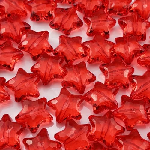 Acryl-Kristall-Sternperlen, Sternform, facettiert, für Schmuckherstellung, Armband, Halskette, Schlüsselanhänger, DIY, Handwerk, Rot, 50 Stück Acryl-Kristall-Sternperlen, Sternform, facettiert, für Schmuckherstellung, Armband, Halskette, Schlüsselanhänger, DIY, Handwerk, Rot, 50 Stück von YHYPOCI
