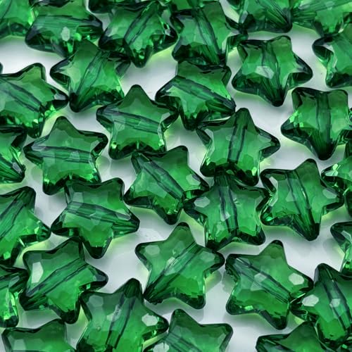 Acryl-Kristall-Sternperlen, Sternform, facettierte Perlen für Schmuckherstellung, Armband, Halskette, Schlüsselanhänger, Bastelarbeiten, Dunkelgrün, 50 Stück Acryl-Kristall-Sternperlen, Sternform, facettierte Perlen für Schmuckherstellung, Armband, Halskette, Schlüsselanhänger, Bastelarbeiten, Dunkelgrün, 50 Stück von YHYPOCI