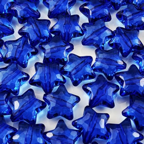 Acryl-Kristall-Sternperlen, Sternform, facettierte Perlen für Schmuckherstellung, Armband, Halskette, Schlüsselanhänger, Bastelarbeiten, Saphirblau, 50 Stück Acryl-Kristall-Sternperlen, Sternform, facettierte Perlen für Schmuckherstellung, Armband, Halskette, Schlüsselanhänger, Bastelarbeiten, Saphirblau, 50 Stück von YHYPOCI