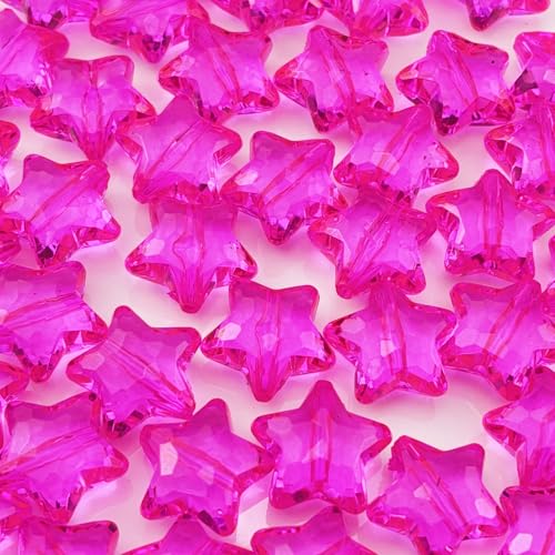 Acryl-Kristall-Sternperlen, Sternform, facettierte Perlen für Schmuckherstellung, Armband, Halskette, Schlüsselanhänger, Basteln, 50 Stück (Hot Pink) von YHYPOCI
