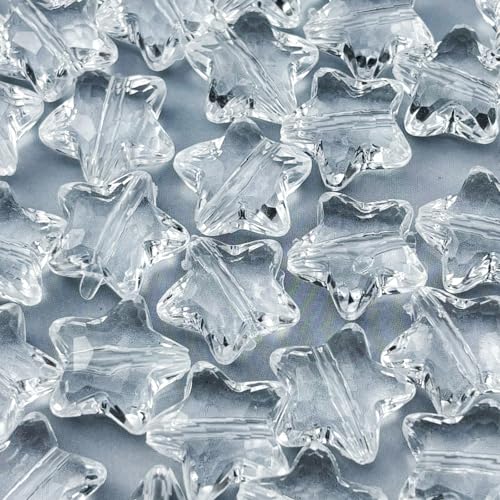 Acryl-Kristall-Sternperlen, Sternform, facettierte Perlen für Schmuckherstellung, Armband, Halskette, Schlüsselanhänger, Basteln, transparent, 50 Stück Acryl-Kristall-Sternperlen, Sternform, facettierte Perlen für Schmuckherstellung, Armband, Halskette, Schlüsselanhänger, Basteln, transparent, 50 Stück von YHYPOCI