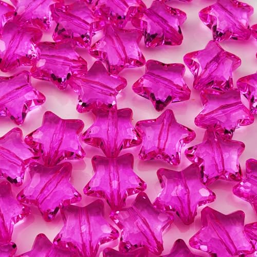 Acryl-Kristall-Sternperlen, Sternform, facettierte Perlen für Schmuckherstellung, Armband, Halskette, Schlüsselanhänger, DIY, Handwerk, 50 Stück (Rosarot) von YHYPOCI