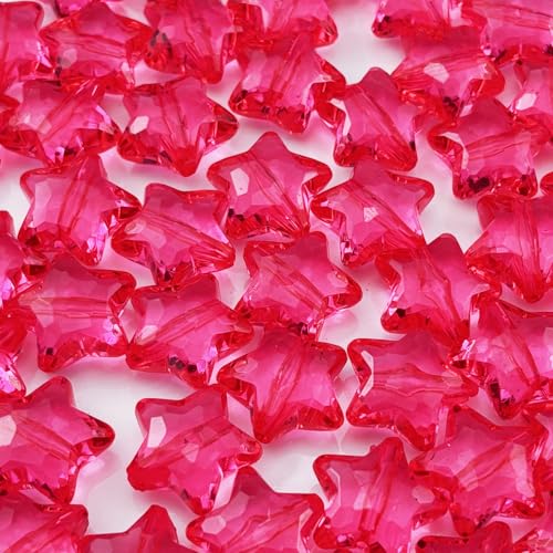 Acryl-Kristall-Sternperlen, Sternform, facettierte Perlen für Schmuckherstellung, Armband, Halskette, Schlüsselanhänger, DIY Handwerk (Wassermelonenrot), 50 Stück von YHYPOCI