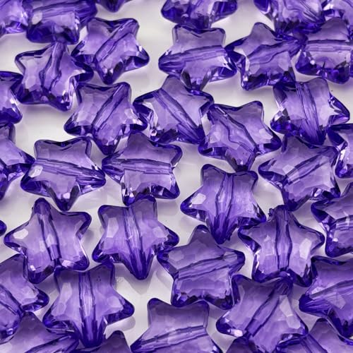 Acryl-Kristall-Sternperlen, Sternform, facettierte Perlen für Schmuckherstellung, Armband, Halskette, Schlüsselanhänger, DIY Handwerk (bläuliches Violett), 50 Stück von YHYPOCI