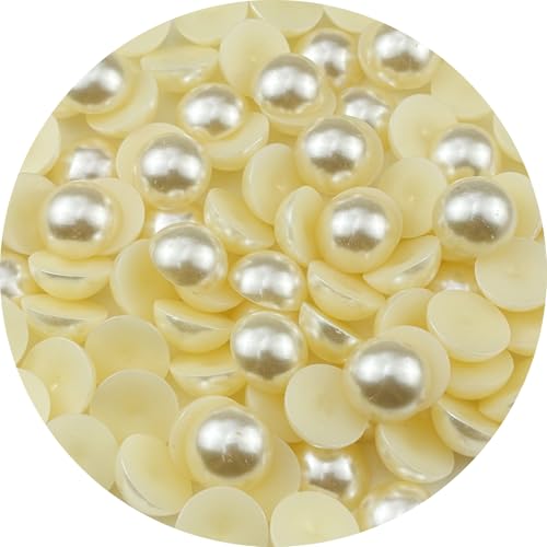 YHYPOCI 100 Stück 18 mm halbe Perlen zum Basteln, flache Rückseite, halbrunde Perlen für Schmuckherstellung, Nagelkunst, Scrapbooking, Basteln, Hochzeitskleid, Dekoration (Elfenbeinweiß) von YHYPOCI